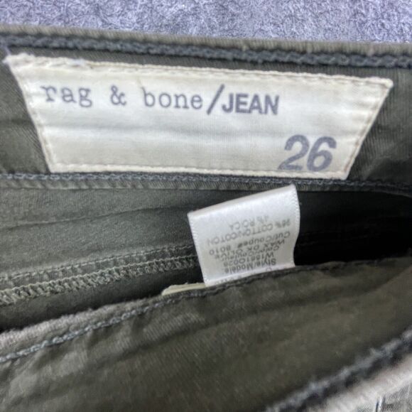 Rag & Bone Jeans Womens 26 Wax Dark Olive Zipper Skinny Slim Stretch Reinforced - Picture 6 of 6